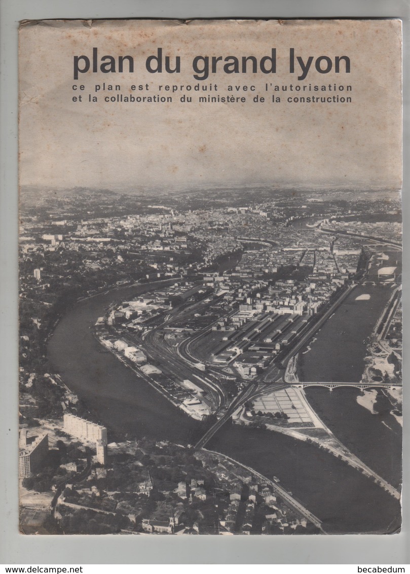 Plan Du Grand Lyon Carte Servitudes Aériennes Aéroport De Bron Zones D'habitation Voies Projetées...Rozier - Europa