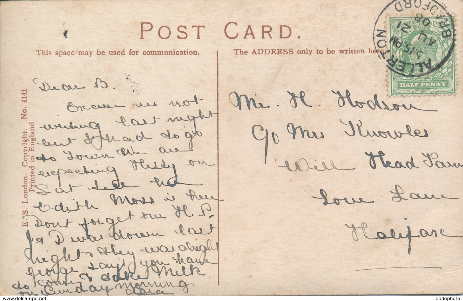 R053560 Sackville Street. Dublin. E. S. London. No 4141. 1908 - Mundo