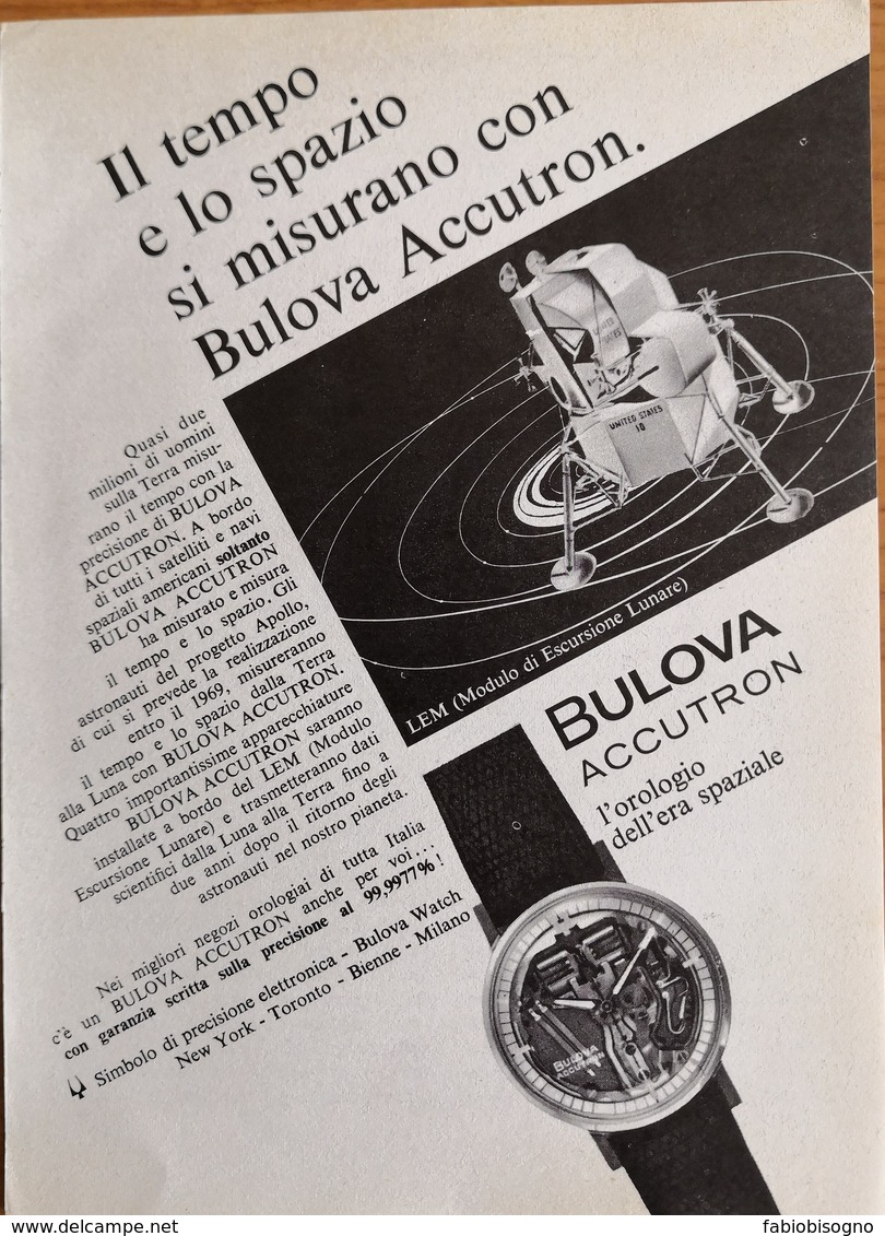 1968 - BULOVA ACCUTRON LEM 10 - 1 Pag.  Pubblicità Cm. 13 X 18 - Relojes De Bolsillo