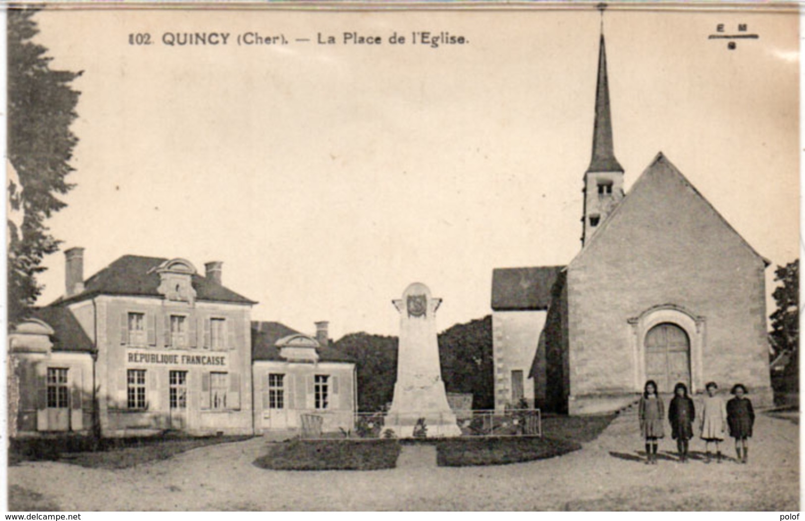 QUINCY - La Place De L' Eglise - Cachet Perlé  (113474) - Otros & Sin Clasificación