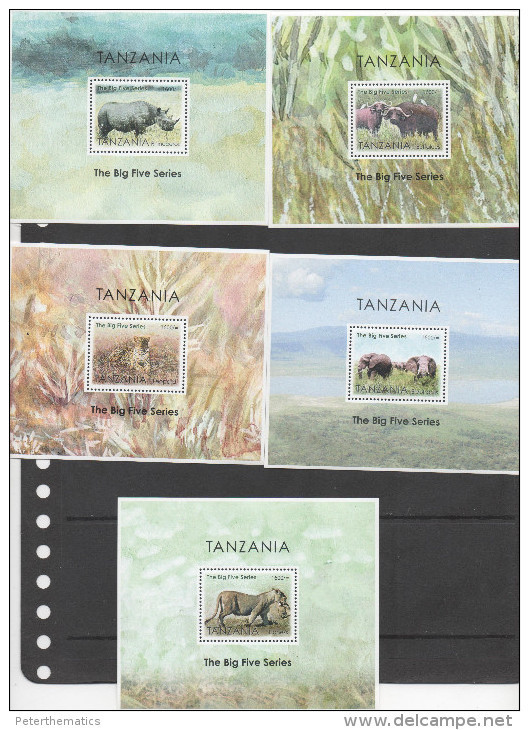 TANZANIA  ,2013, MNH,BIG FIVE, LIONS, LEOPARDS, ELEPHANTS, BUFFALO, RHINOS, SHEETLET + 5 S/SHEETS - Felini