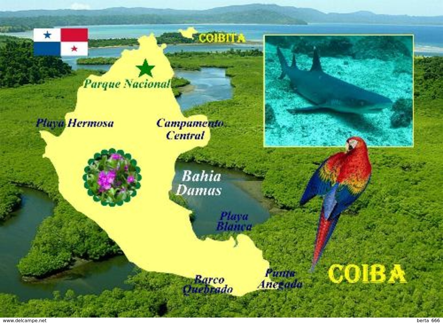 Panama Coiba Island Map UNESCO New Postcard - Panama