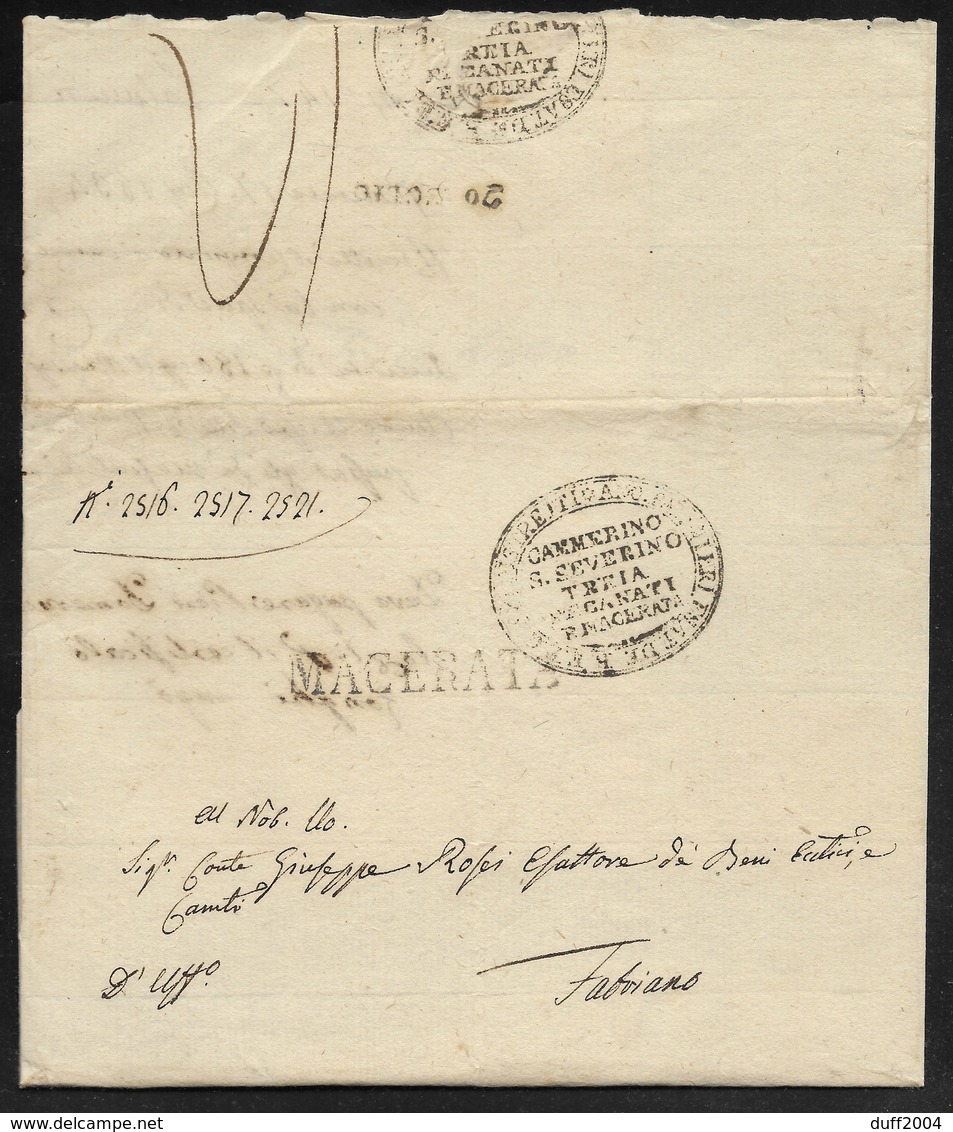 DA MACERATA A FABRIANO - 17.7.1834. - 1. ...-1850 Prephilately