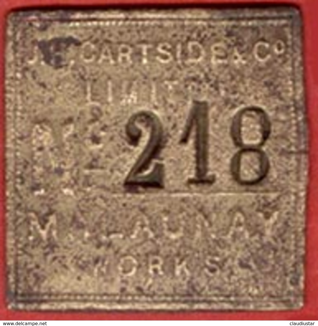 ** PLAQUE  J. H.  CARTSIDE  LIMITEUR  N° 218  -  MALAUNAY  WORKS ** - Other & Unclassified