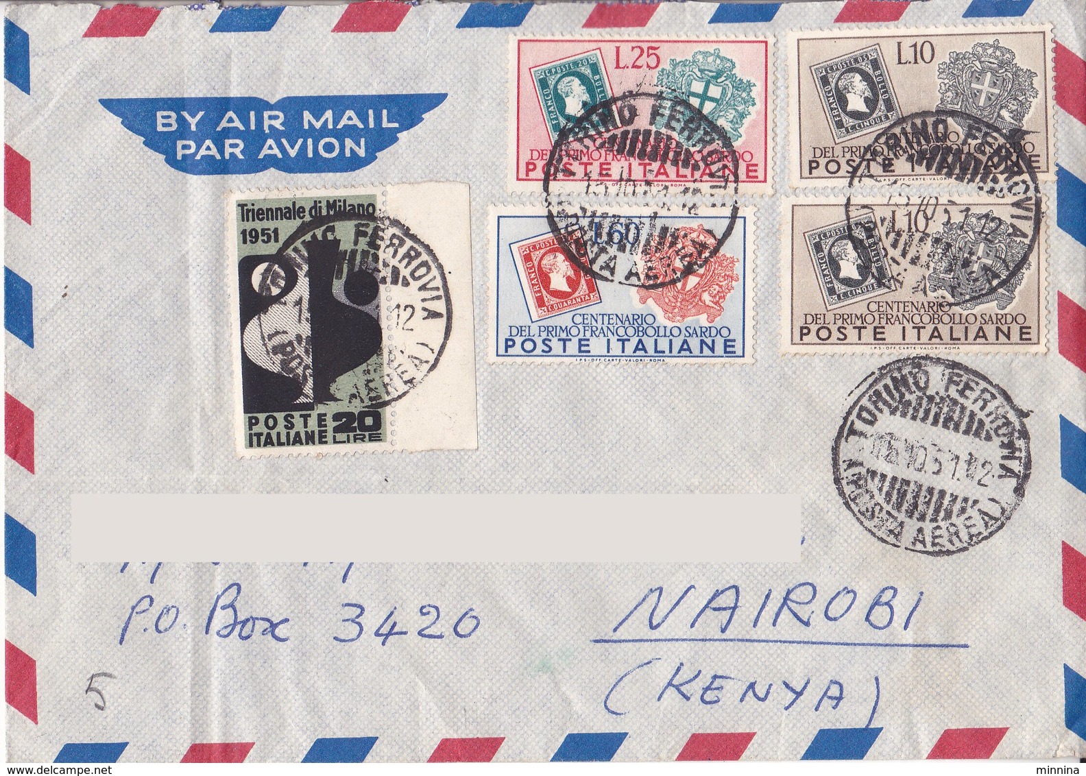 Aerogramma Diretto In Kenia Da Torino  1951 - Valori Gemelli - 1946-60: Storia Postale
