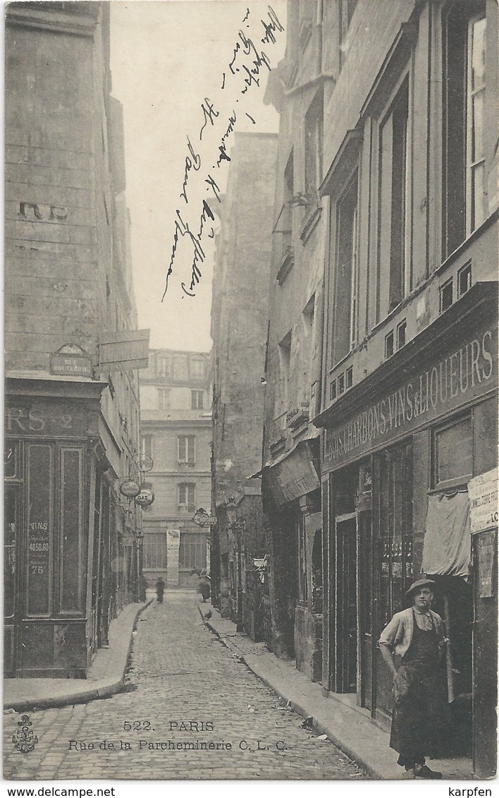 AK 1900 PARIS RÜE DE LA PARCHEMINERIE C.L.C. GESCHÄFTE VINS & LIQUEURS - Artigianato Di Parigi