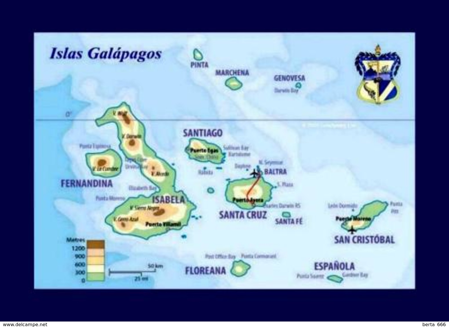 Galapagos Islands Map New Postcard Galapagosinseln Landkarte AK - Ecuador