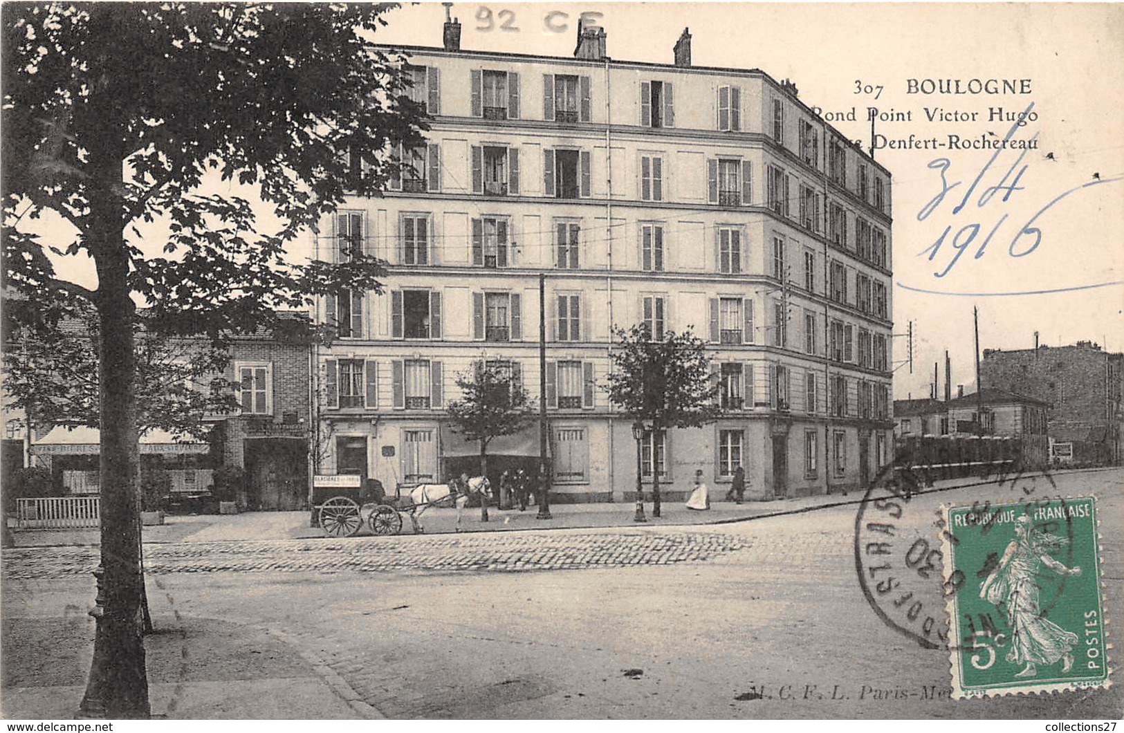 92-BOULOGNE-BILLANCOURT- ROND-POIN VICTOR HUGO, DENFER ROCHEREAU - Boulogne Billancourt