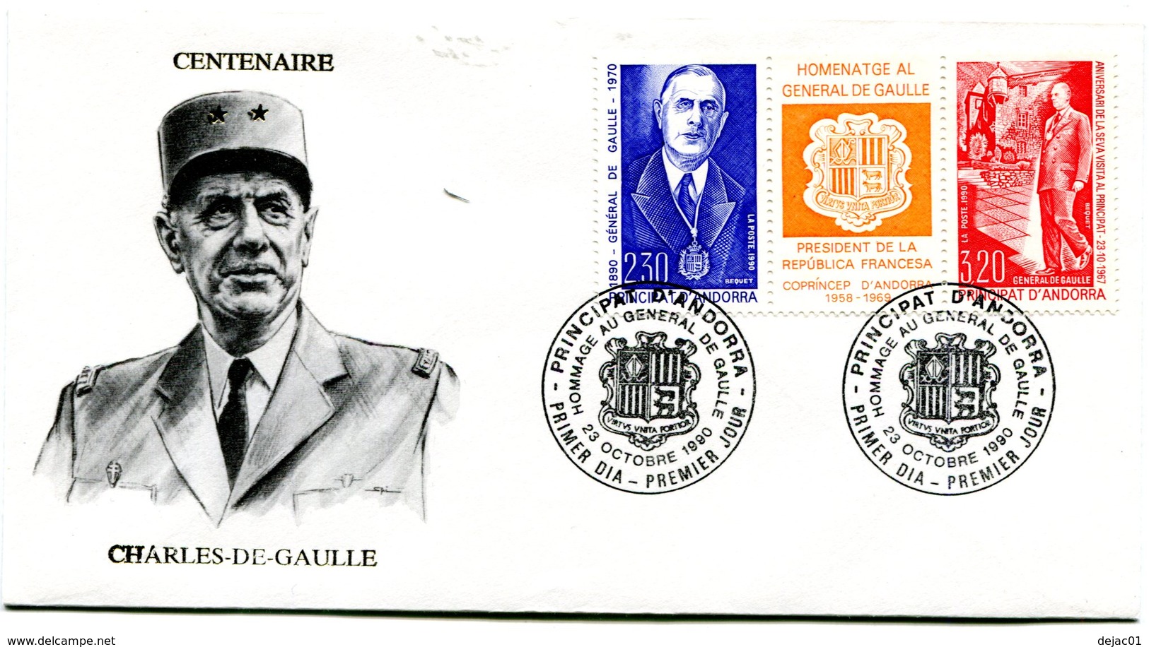 Thème Général De Gaulle - FDC Andorre Yvert 398 / 399 - X 1111 - De Gaulle (General)