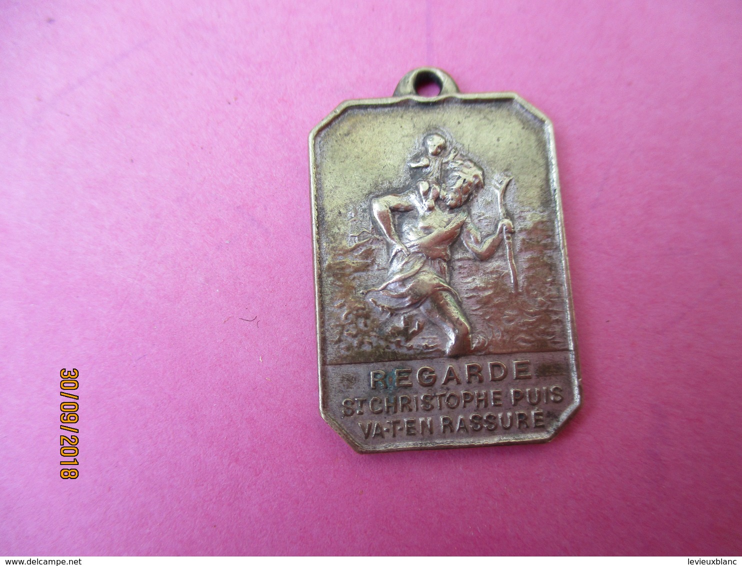 Médaille De Chaînette /Saint CHRISTOPHE/ Regarde Saint Christophe Puis Va-t-en Rassuré/ Vers 1900-1930     CAN781 - Godsdienst & Esoterisme