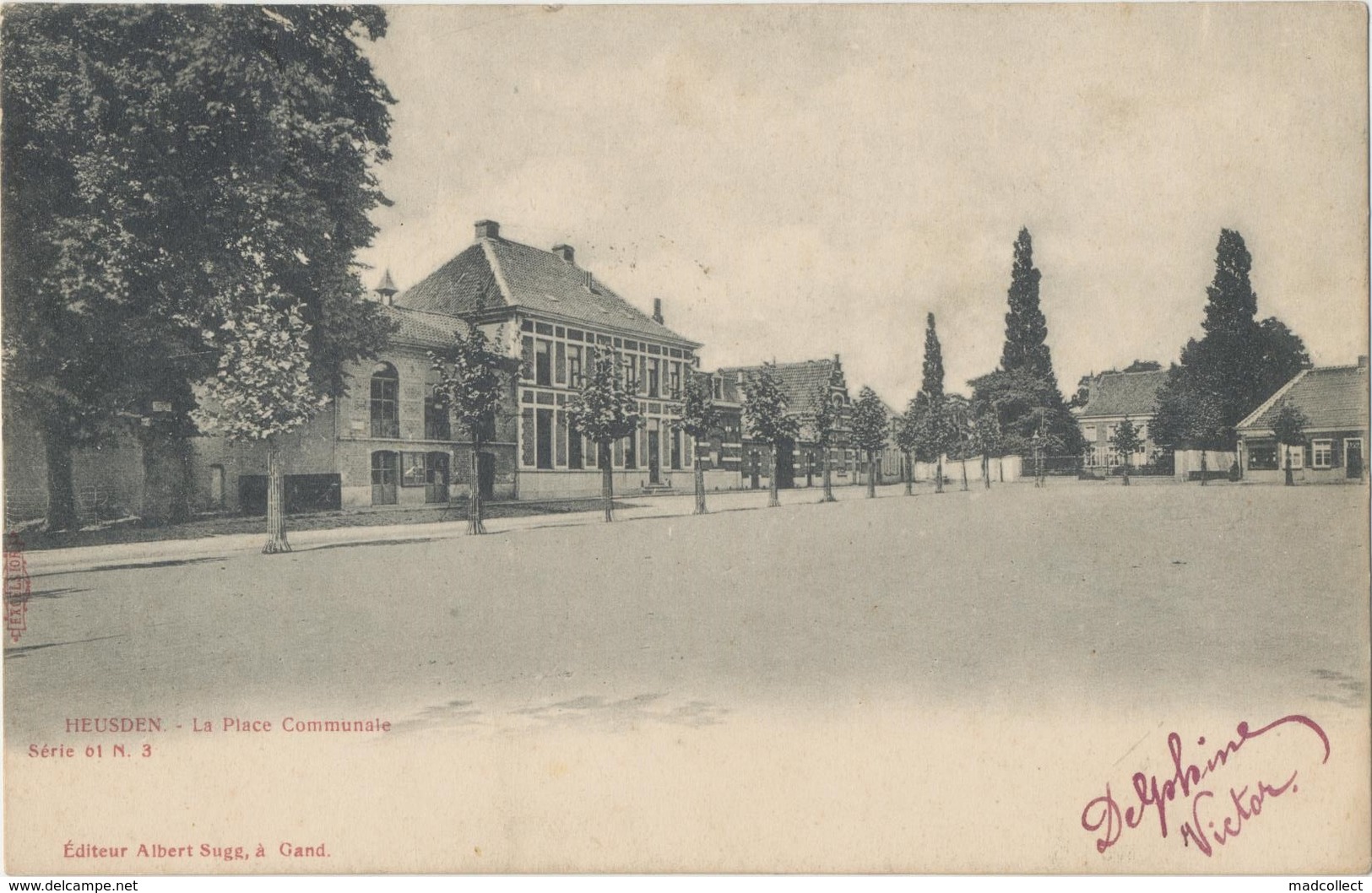 Postkaart CPA Heusden - Destelbergen. La Place Communale.Albert Sugg Kaart. - Destelbergen