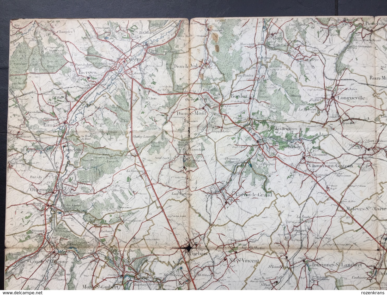 Topografische En Militaire Kaart STAFKAART 1906 Wavre Jodoigne Eghezee Gembloux Chastre Perwez Bierges Ottignies Tilly - Cartes Topographiques