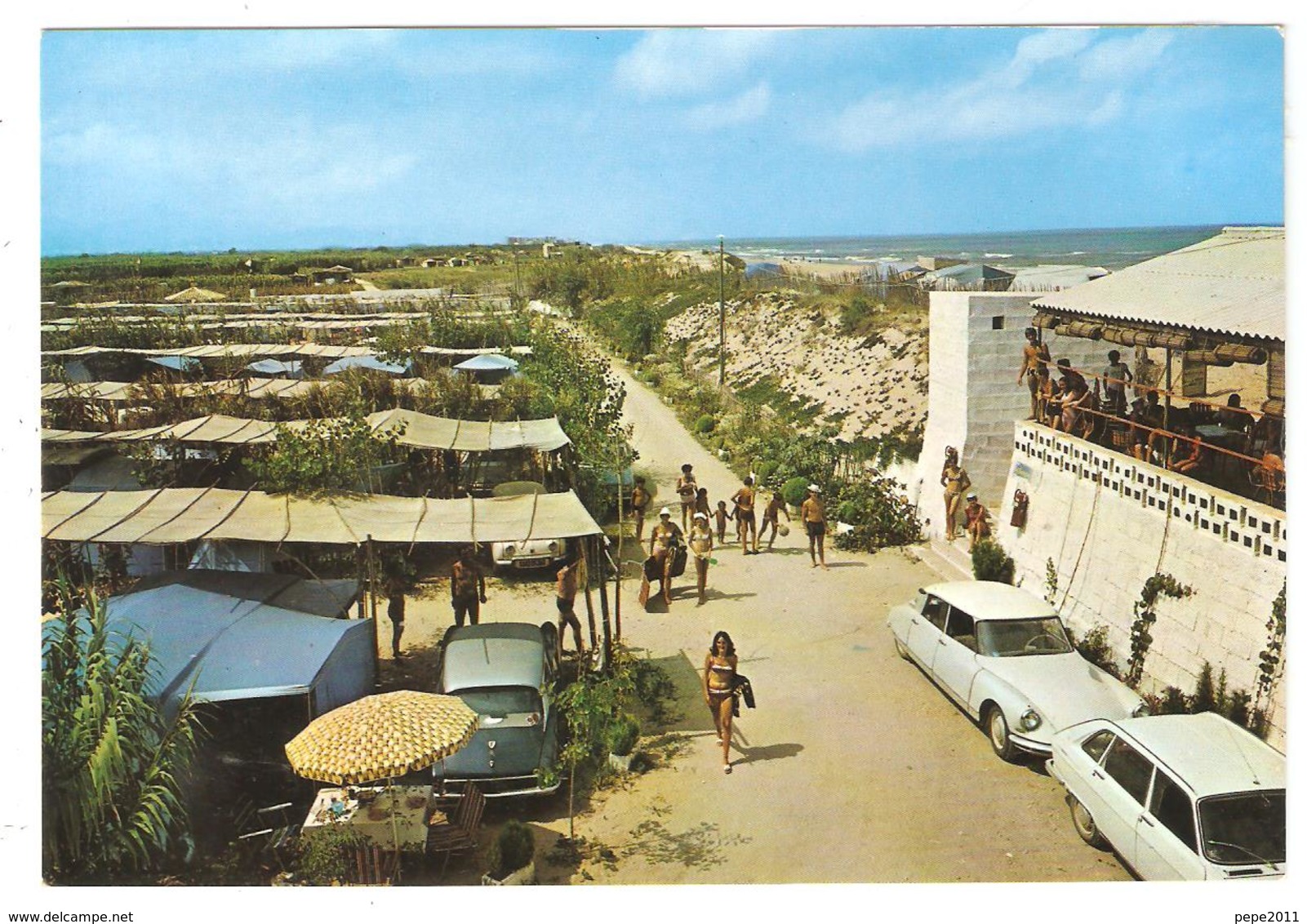 CPSM Espagne - Valencia - OLIVA  - Camping KIKO - Vue Générale General View - Animation Voitures 1970 DS Citroën,R16 - Valencia