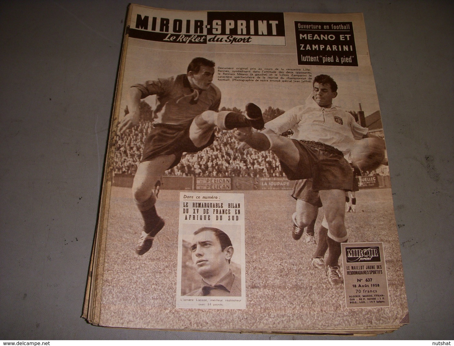 MIROIR SPRINT 637 18.08.1958 RUGBY FRANCE AFRIQUE SUD LACAZE FOOT ZAMPARINI - Sport