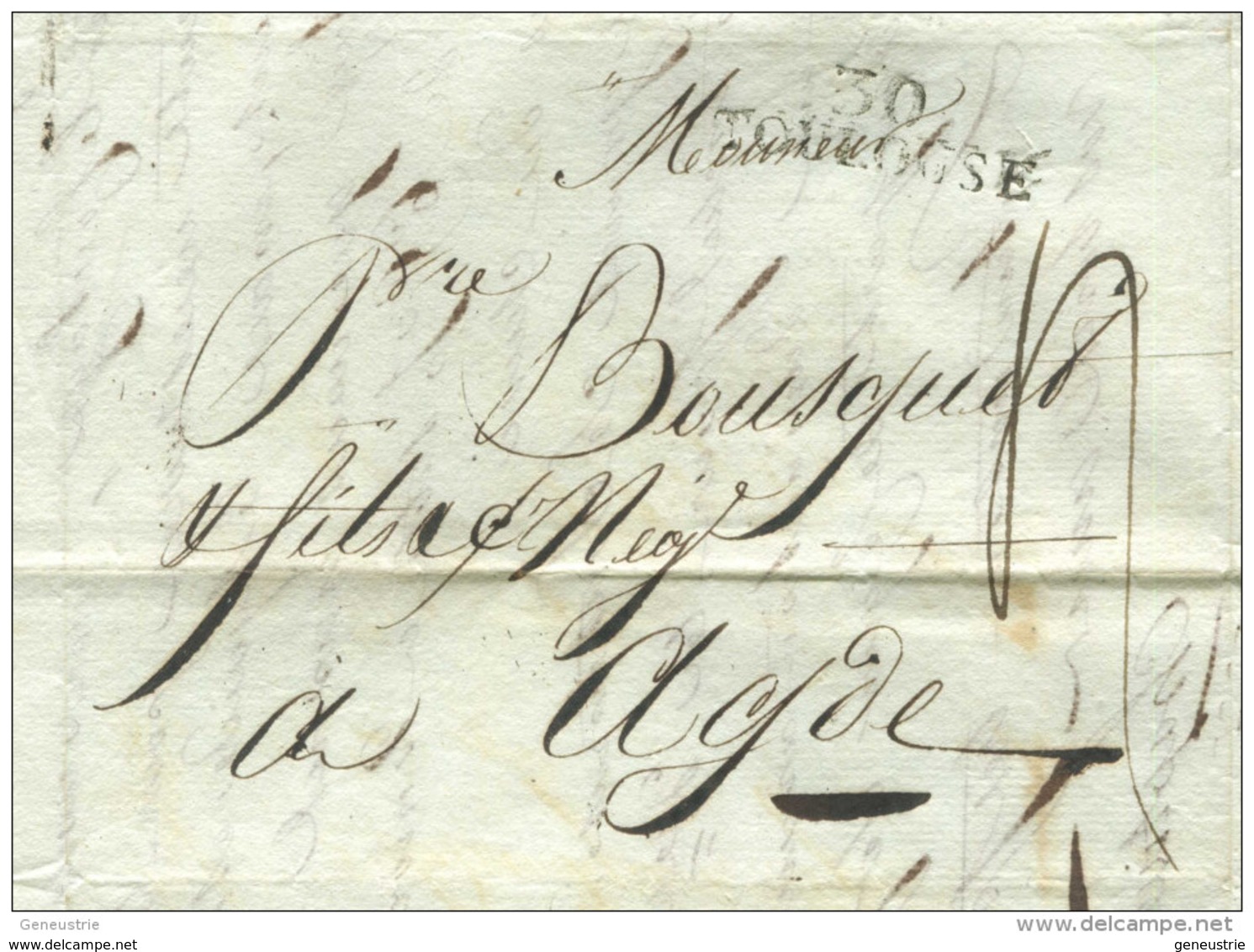 Lot Beau Document + LAC Agde 1803 "Prix Courant Grains Et Farine à Toulouse, Le 26 Fructidor An 11" Et Son Courrier - ... - 1799