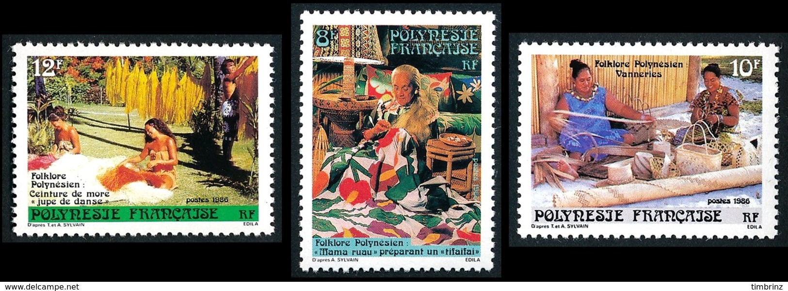 POLYNESIE 1986 - Yv. 263 264 265 **    - Folklore (3 Val.)  ..Réf.POL23956 - Unused Stamps