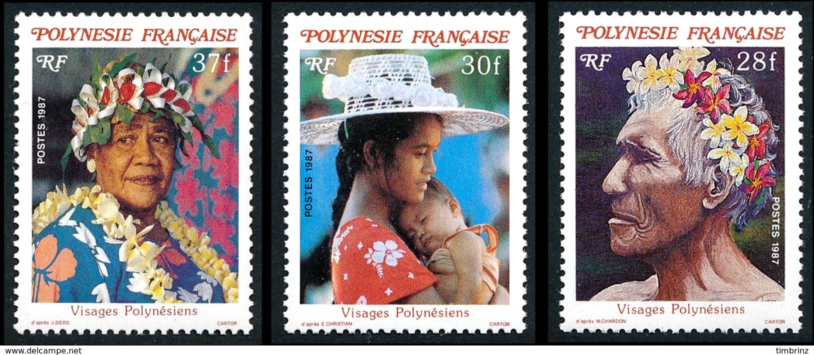 POLYNESIE 1987 - Yv. 272 273 274 **   Faciale= 0,80 EUR - Visages Polynésiens (3 Val.)  ..Réf.POL23962 - Neufs