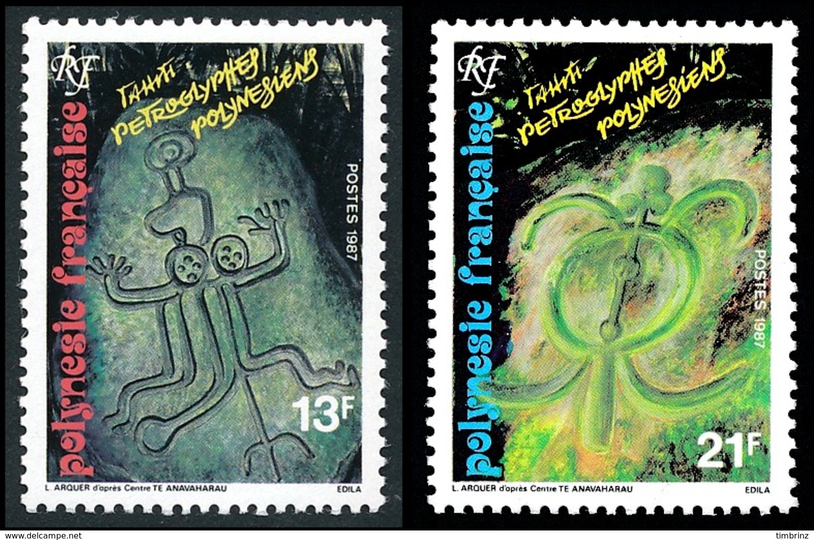 POLYNESIE 1987 - Yv. 280 Et 281 **    - Pétroglyphes Polynésiens  (2 Val.)  ..Réf.POL23965 - Unused Stamps