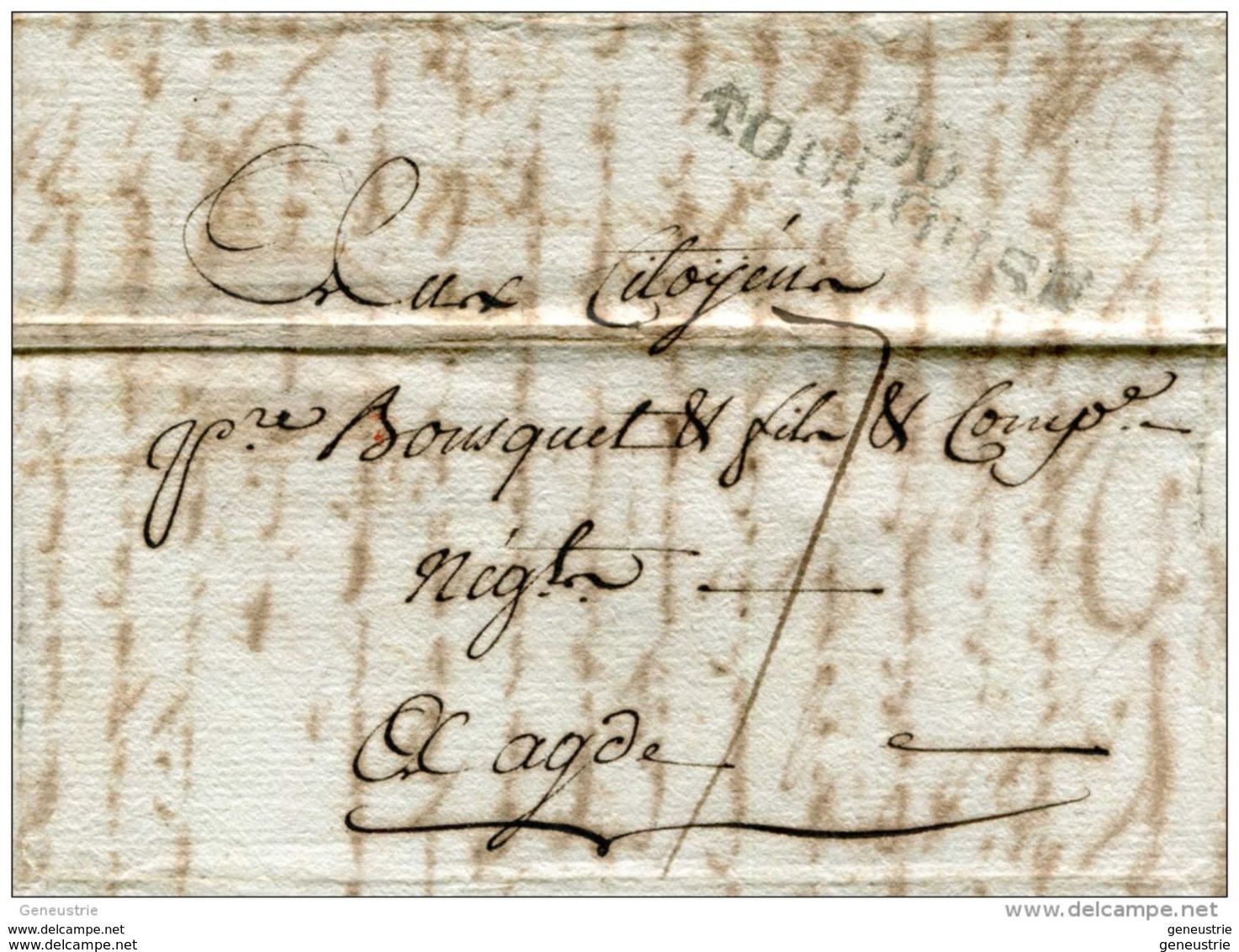 Lot Beau Document XVIIIe + LAC Agde 1797 "Prix Courant Des Grains à Toulouse, Le 29 Germinal An 5" Et Son Courrier - ... - 1799