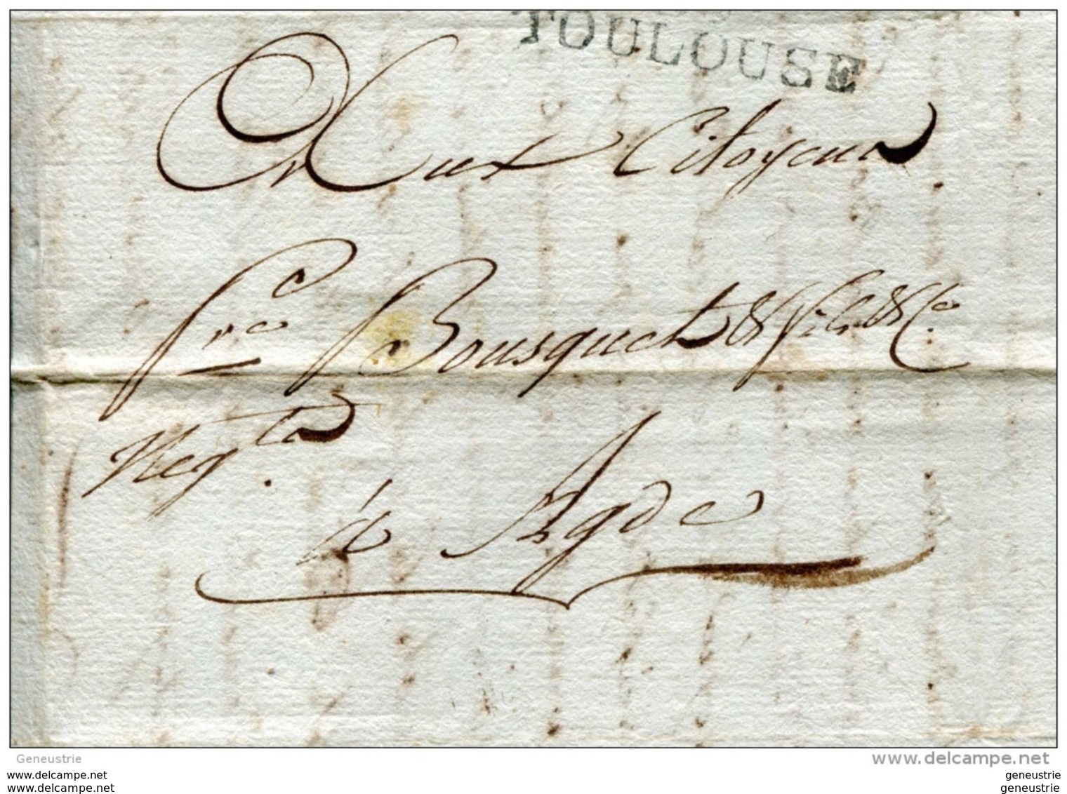 Lot Beau Document XVIIIe + LAC Agde 1796 "Prix Courant Des Grains à Toulouse, Le 3 Frimaire An 5" Et Son Courrier - ... - 1799