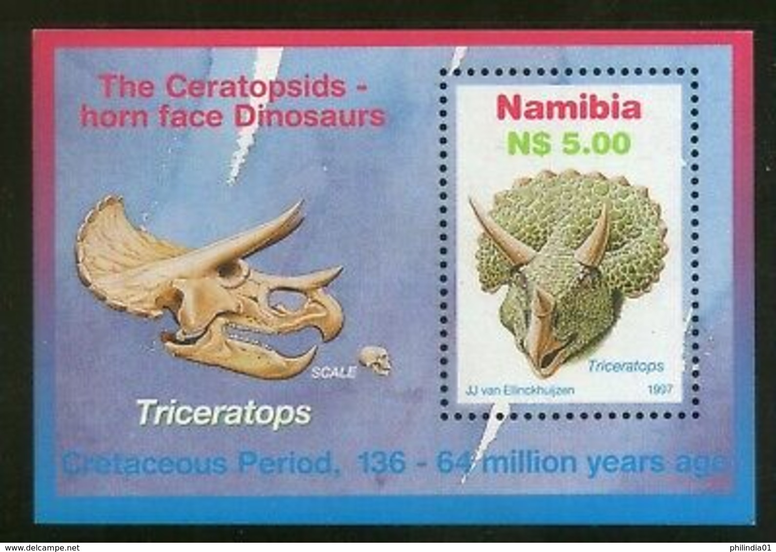 Namibia 1997  Triceratops Dinosours Prehistoric Animals M/s Sc 847 MNH # 371 - Namibia (1990- ...)