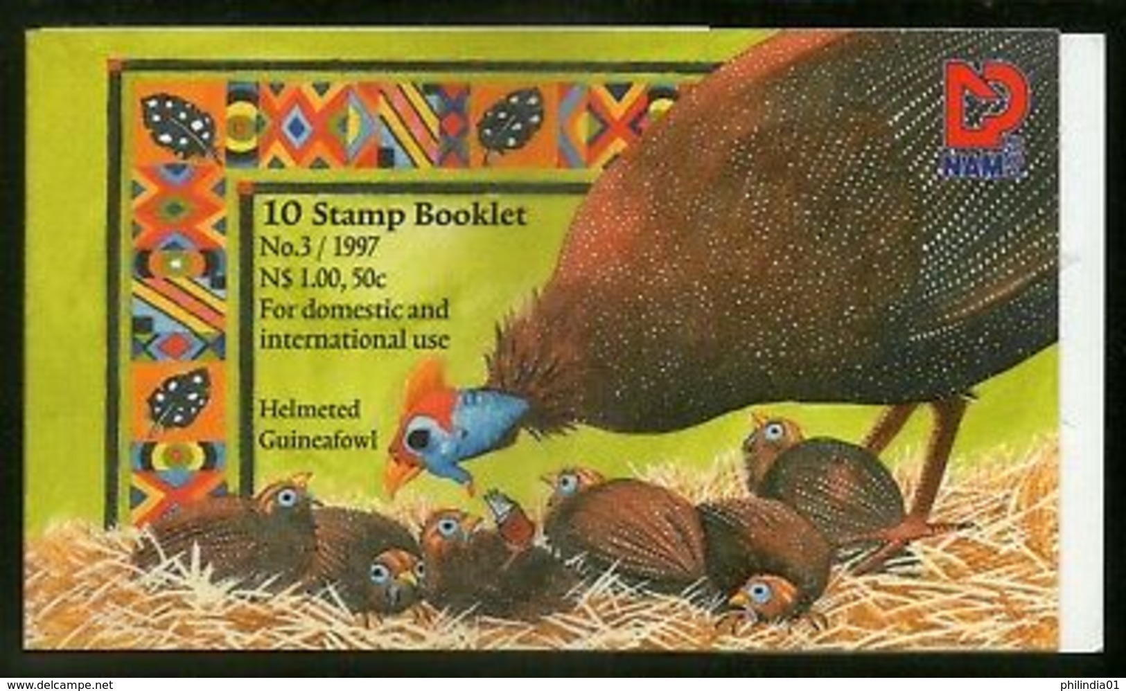 Namibia 1997 Greeting Helmeted Guineafowl Hen Birds Sc 845a Stamp Booklet # 5021 - Namibia (1990- ...)