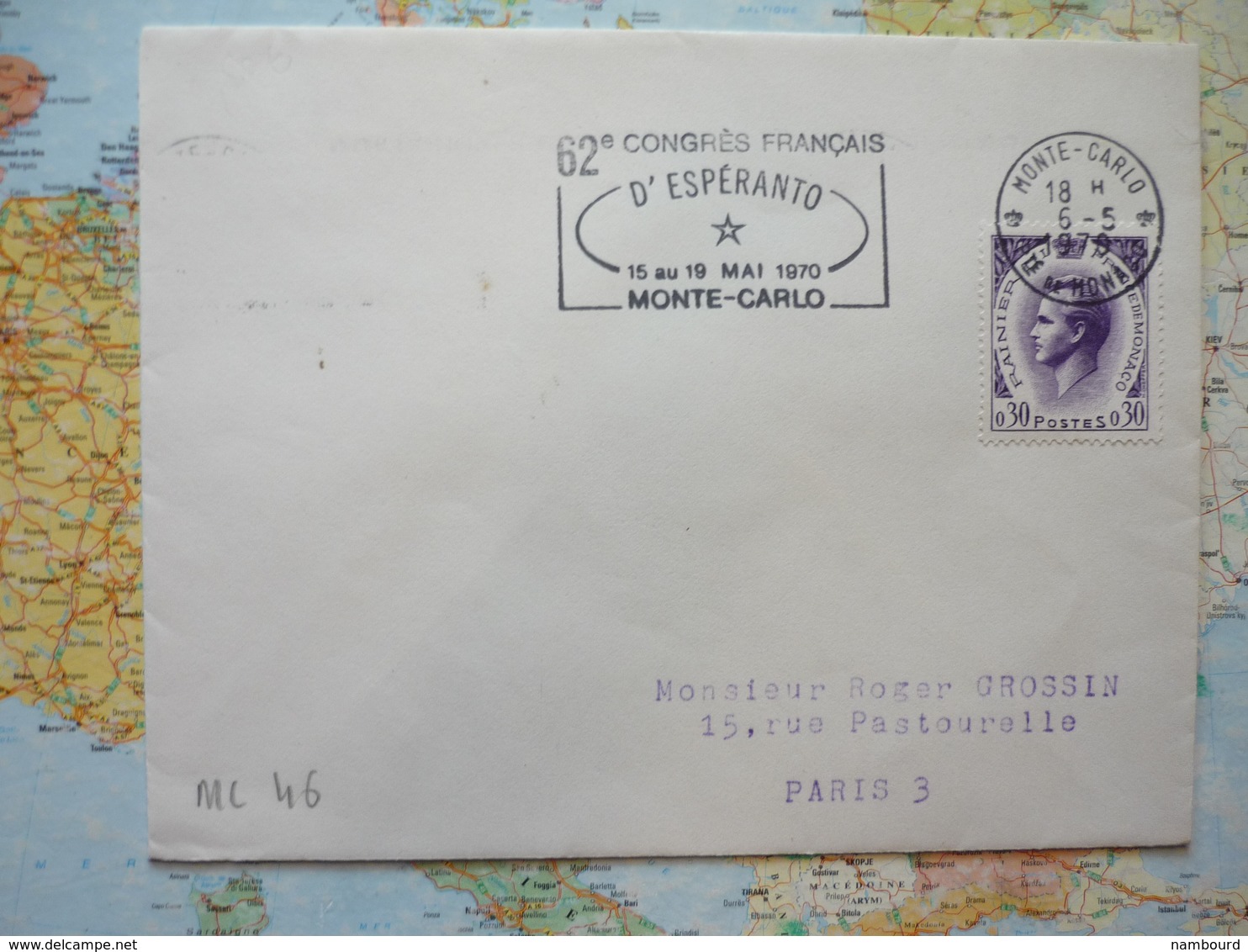 62-e Congrès Français D(Esperanto 15 Au 19 Mai 1970 Monte-Carlo 6/05/1970 Monte-Carlo - Covers & Documents