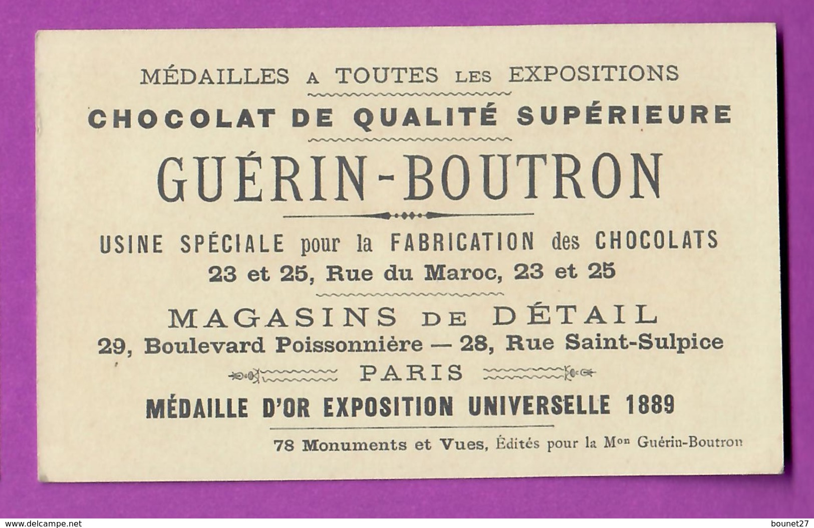 Chromo CHOCOLAT GUERIN BOUTRON - EXPOSITION PROJET 1900 - Cours La Reine - Aquarium - Guérin-Boutron