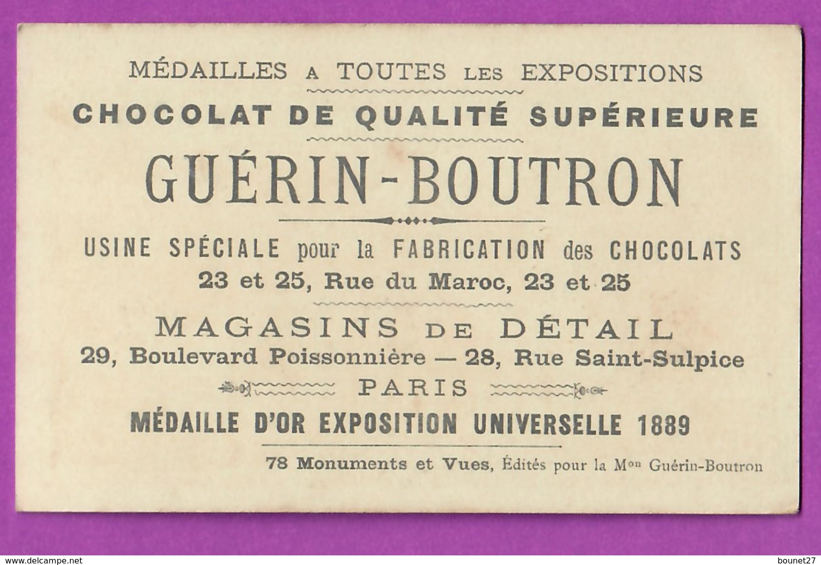 Chromo CHOCOLAT GUERIN BOUTRON - EXPOSITION PROJET 1900 - Le Vieux Paris Maisons Du Pont Au Change - Guérin-Boutron