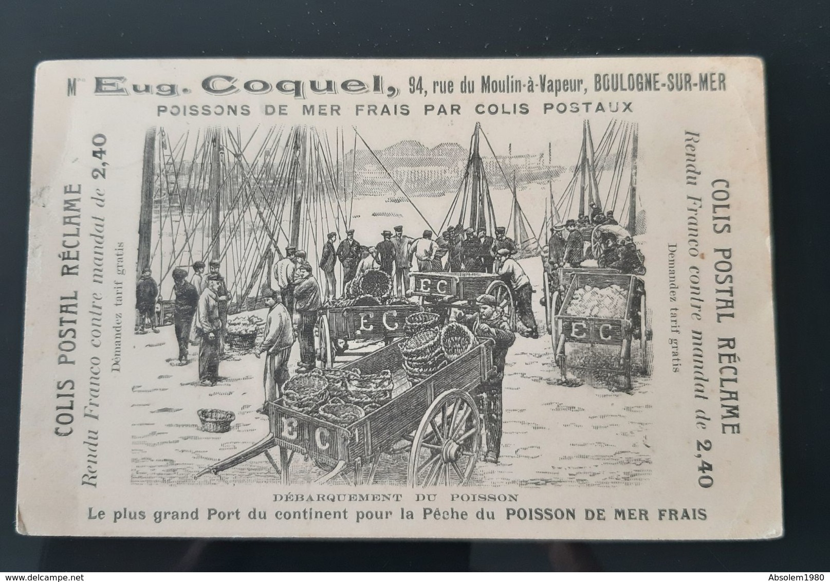 ANCIENNE CARTE VISITE EUG COQUEL POISSON DE MER DEBARQUEMENT POISSONS POISSONNIER RUE DU MOULIN A VAPEUR 62 PECHE - Boulogne Sur Mer