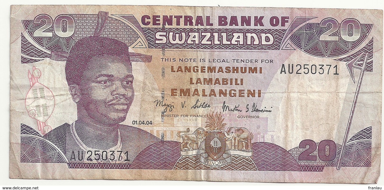 Swaziland 20 Emalangeni 01.04.04 - Swaziland