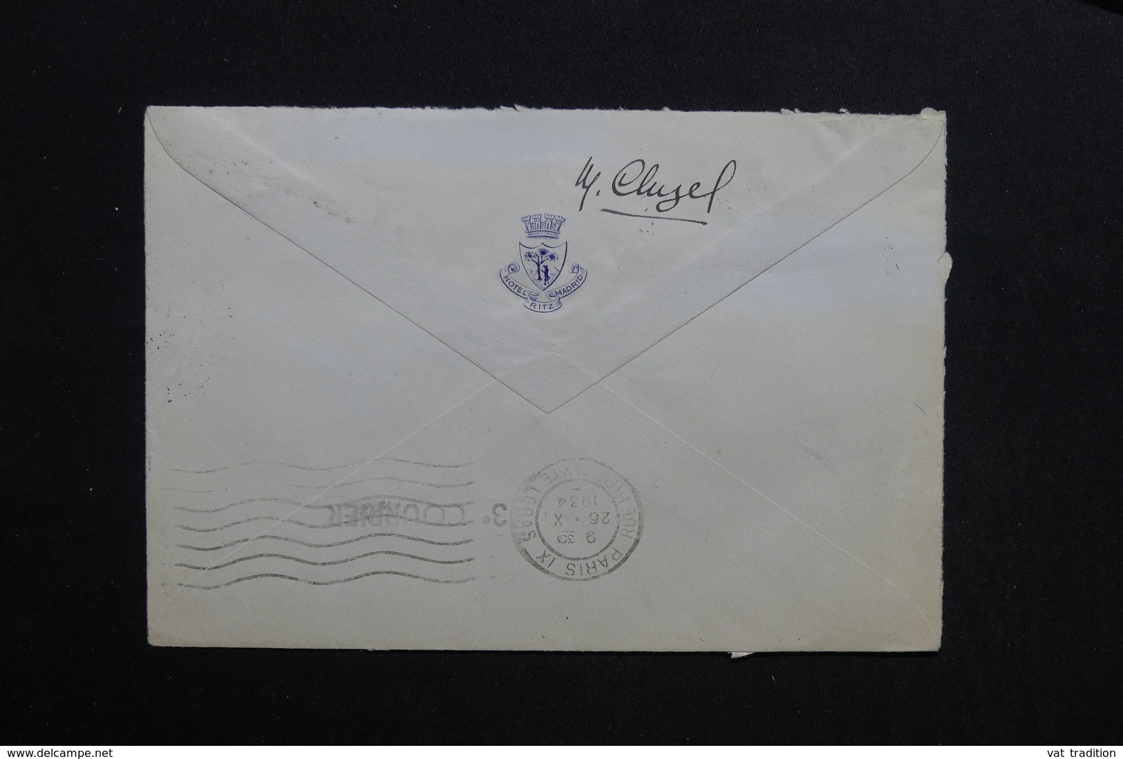 ESPAGNE - Enveloppe De Madrid Par Avion Pour Paris En 1934 , Griffe " 3 ème Courrier " - L 28750 - Lettres & Documents
