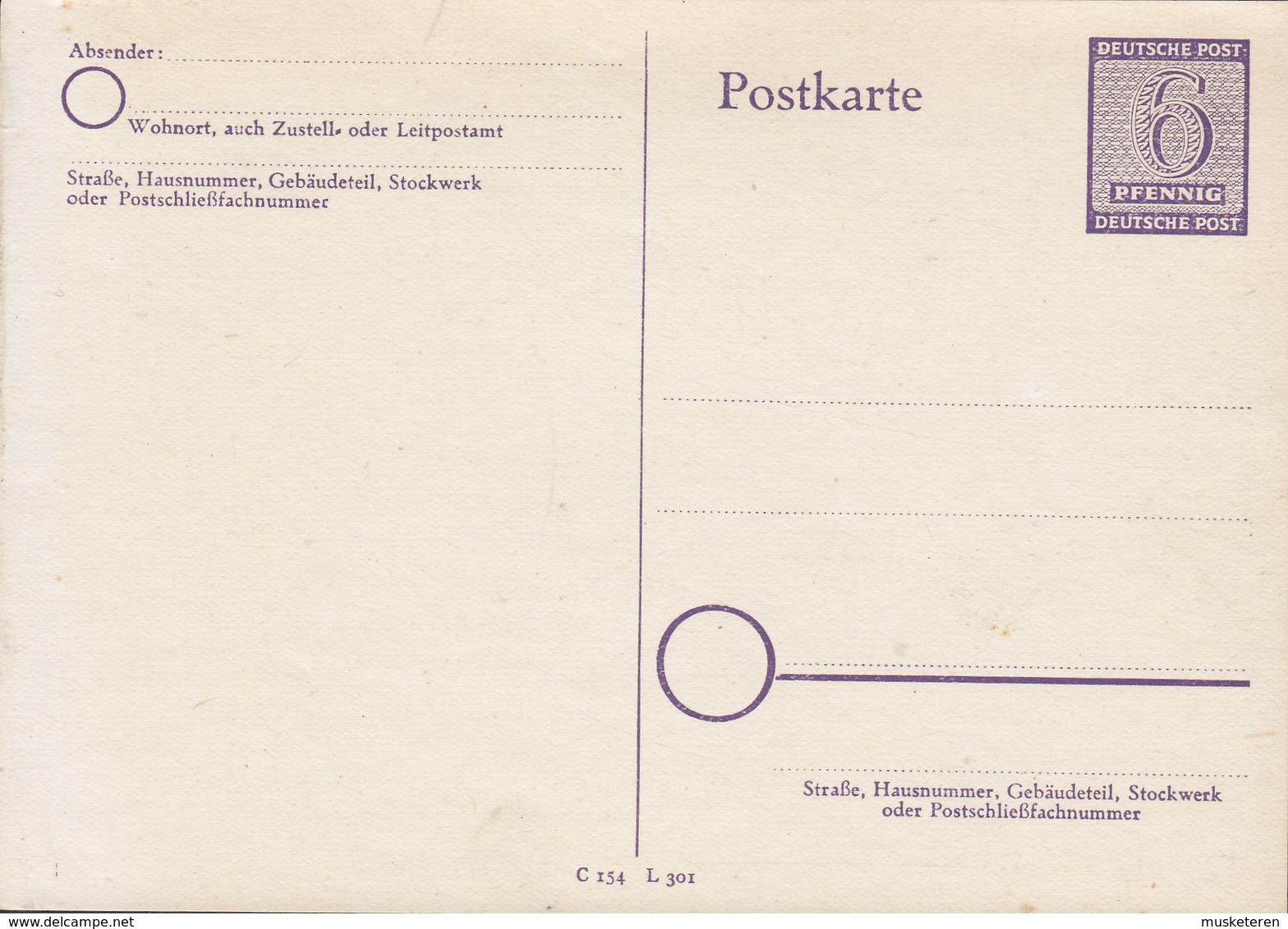 West Sachsen (OPD Leipzig) Postal Stationery Ganzsache Entier 6 Pf. Grosse Wertziffer Violett (Unused) - Sonstige & Ohne Zuordnung