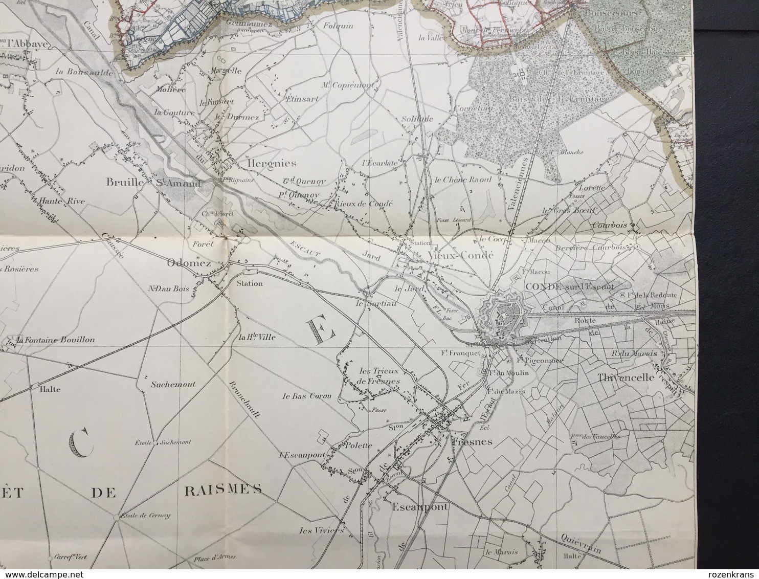 Topografische en militaire kaart STAFKAART 1908 Peruwelz St-Amand-les-Eaux Laplaigne Rongy Sartine La Glanerie Bleharies