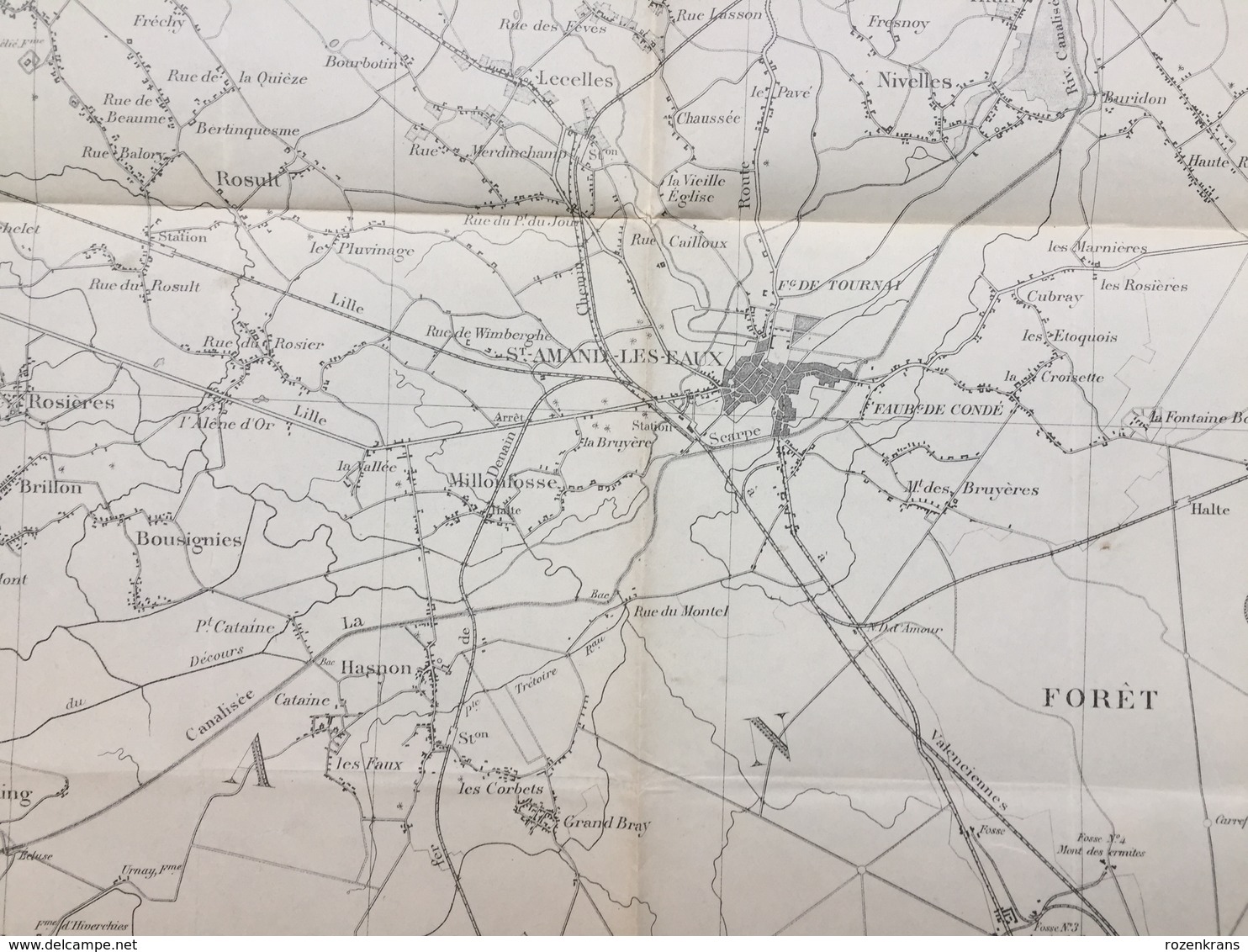 Topografische en militaire kaart STAFKAART 1908 Peruwelz St-Amand-les-Eaux Laplaigne Rongy Sartine La Glanerie Bleharies