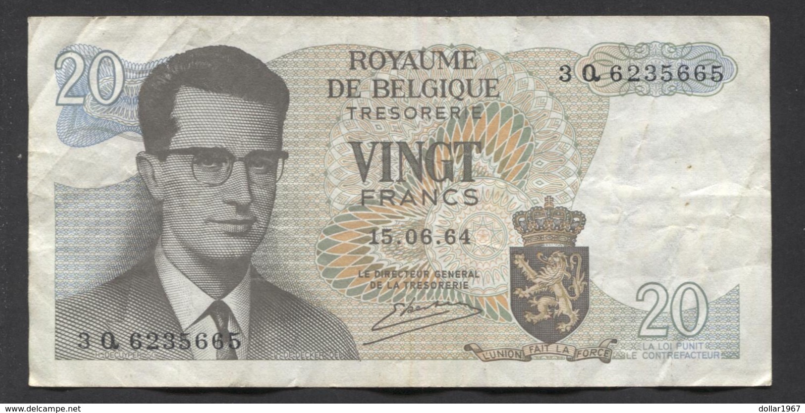 België Belgique Belgium 15 06 1964 20 Francs Atomium Baudouin. 3 Q 6235665 - 20 Francs