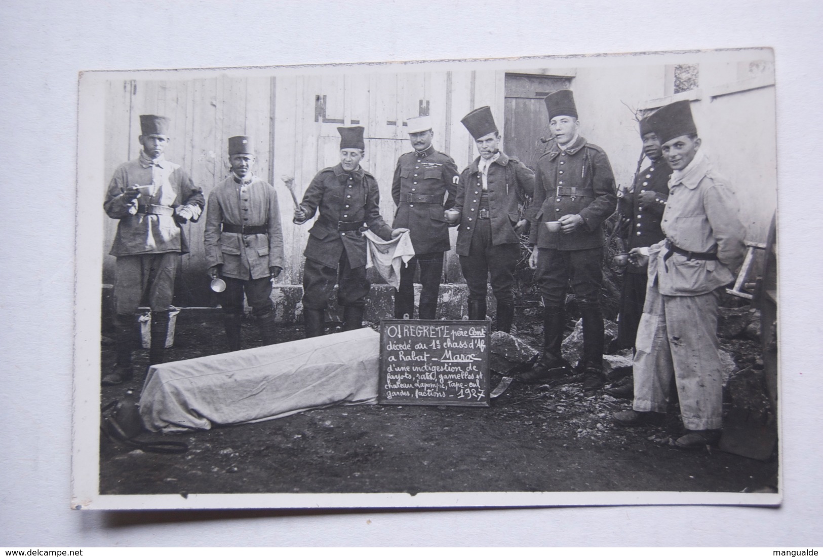 Carte-photo RABAT  Père Cent  1927    Groupe De Soldats - Régiments