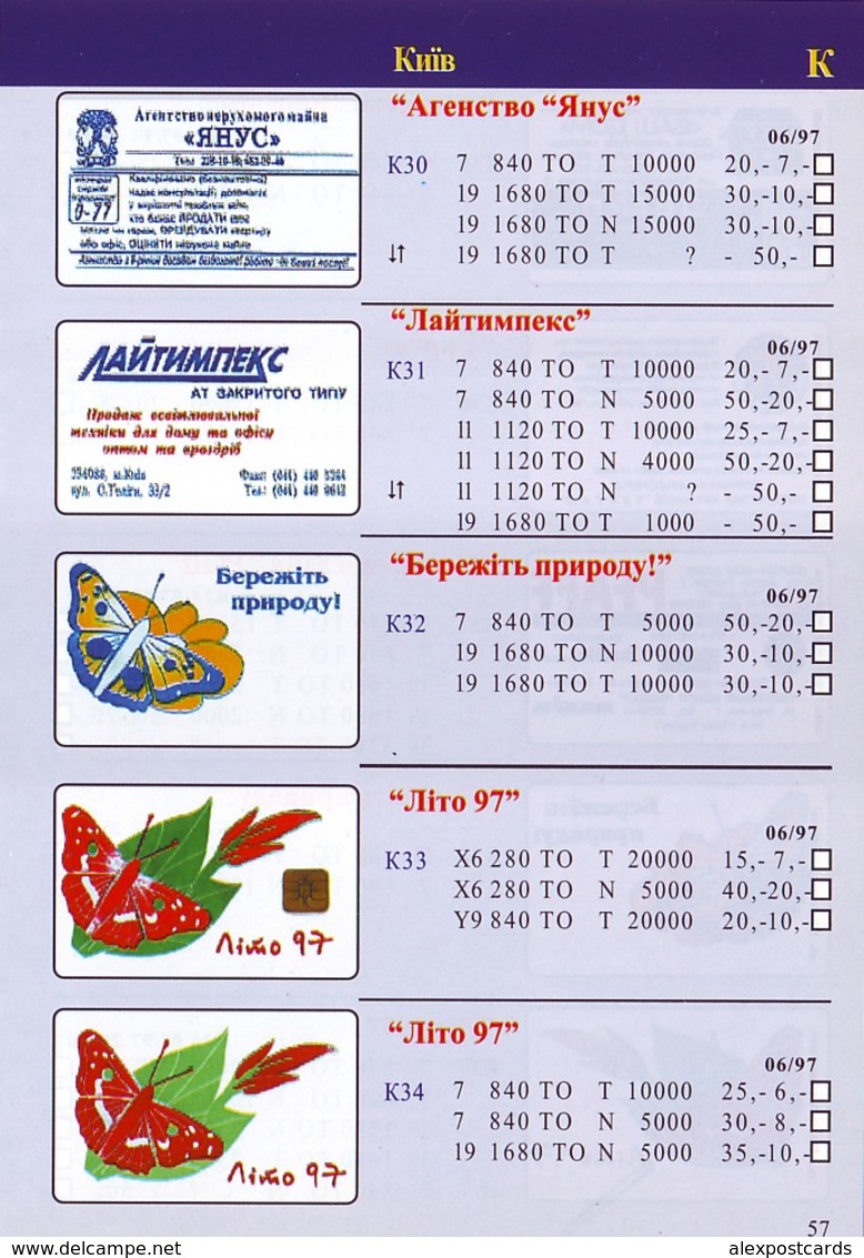 UKRAINE PHONECARDS CATALOGUE (1995-1999).