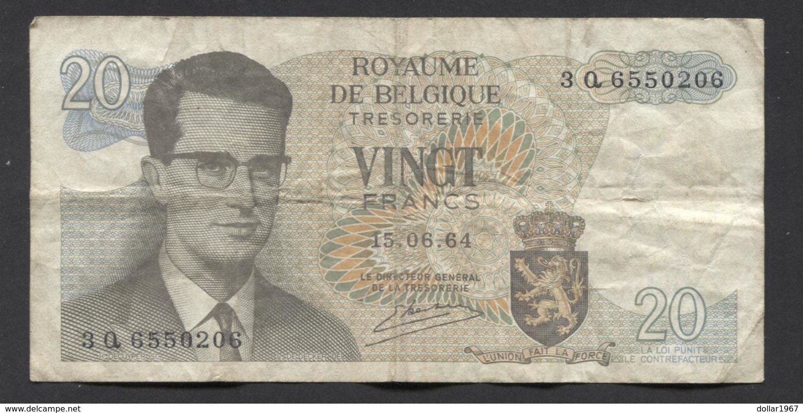 België Belgique Belgium 15 06 1964 20 Francs Atomium Baudouin. 3 Q 6550206 - 20 Francs