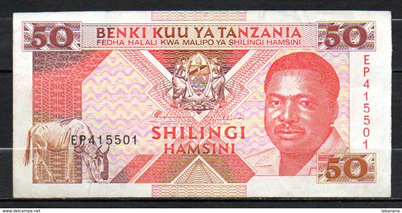 329-Tanzanie Billet De 50 Shillings 1993 EP415 - Tansania