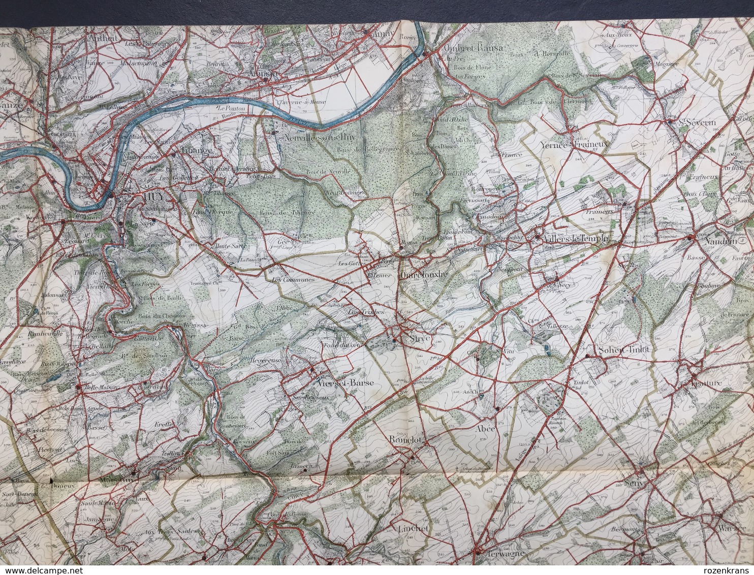 Topografische en militaire kaart STAFKAART 1906 Huy Andenne Wanze Stree Havelange Nandrin Ohey Modave Floree Gesves