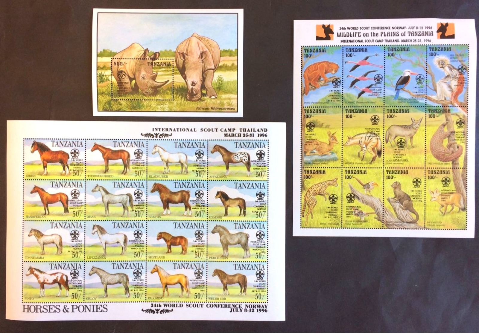 # Tanzania 1996**Mi.2533-61 International Scout Meeting , MNH [26;83] - Horses