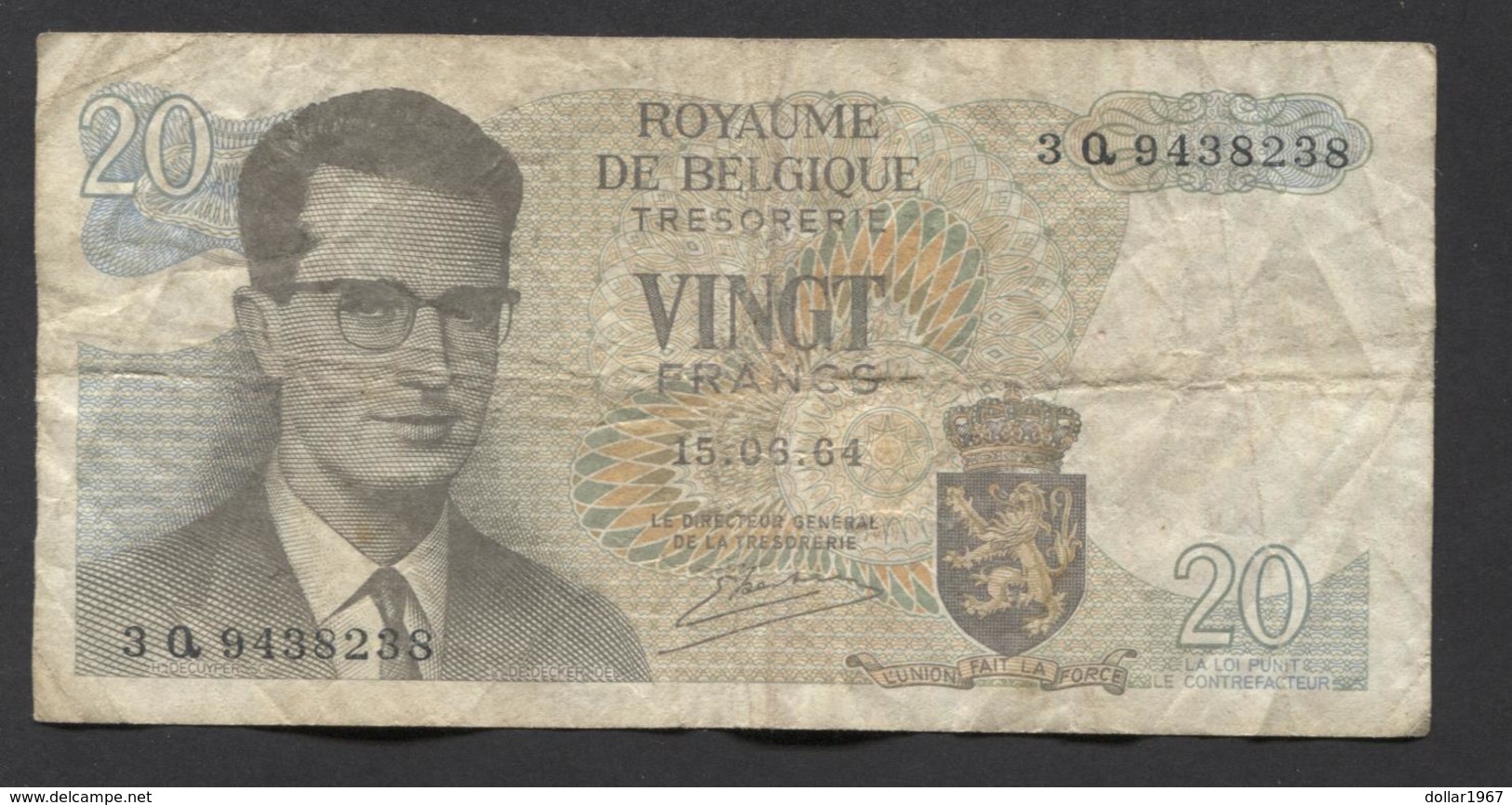 België Belgique Belgium 15 06 1964 -  20 Francs Atomium Baudouin. 3 Q 9438238 - 20 Franchi