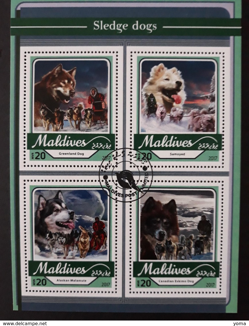 N° 5570 à 5573       Chiens De Traîneaux  -  Oblitérés - Maldivas (1965-...)