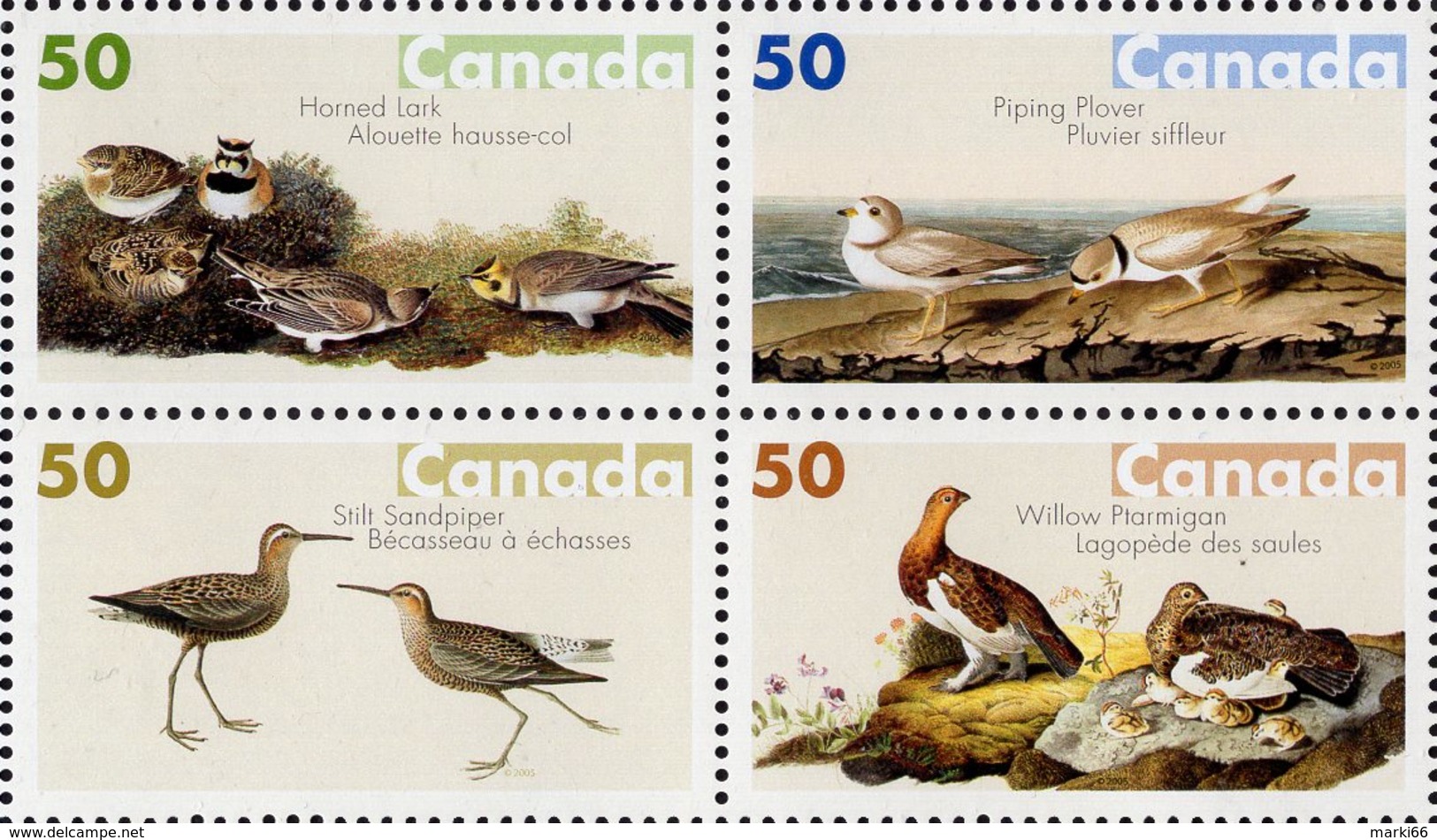 Canada - 2005 - Audubon Birds - Mint Stamp Set (se-tenant Block) - Neufs