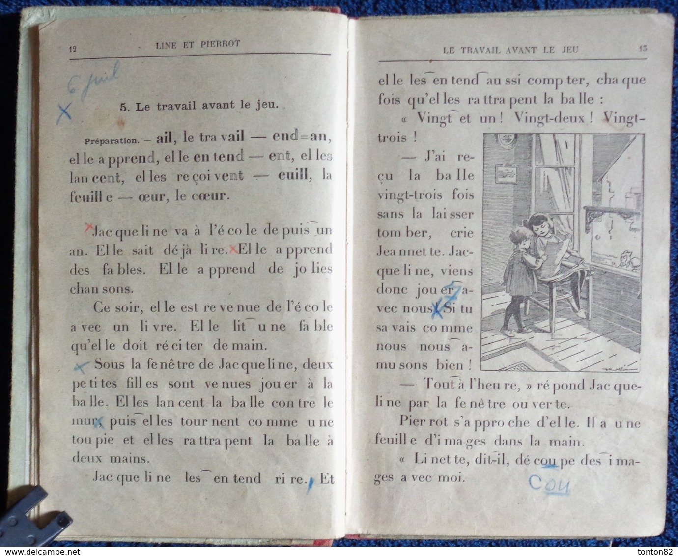 K. Seguin - LINE ET PIERROT - 1er Livre De Lecture Courante - Librairie Hachette - ( 1932 ) . - 6-12 Ans