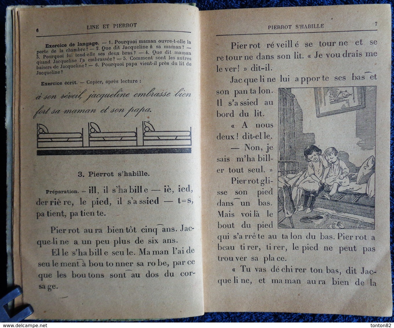 K. Seguin - LINE ET PIERROT - 1er Livre De Lecture Courante - Librairie Hachette - ( 1924 ) . - 6-12 Años