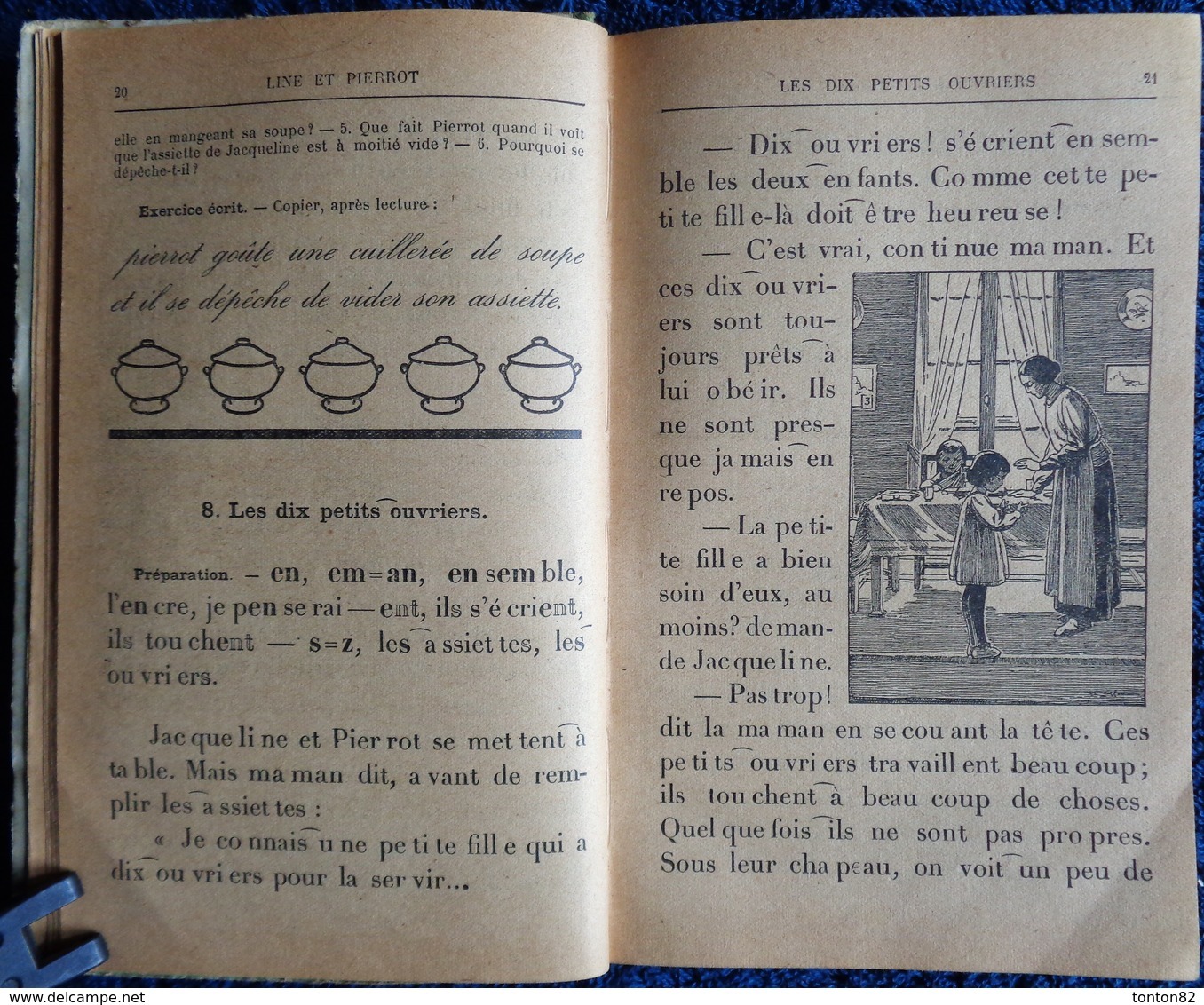 K. Seguin - LINE ET PIERROT - 1er Livre de Lecture Courante - Librairie Hachette - ( 1924 ) .