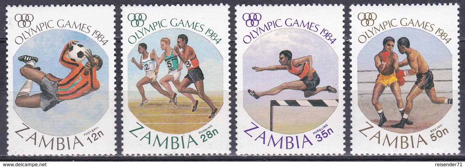 Sambia Zambia 1984 Sport Spiele Olympia Olympics IOC Los Angeles Fußball Football Soccer Athletics Boxen, Bl. 314-7 ** - Zambia (1965-...)