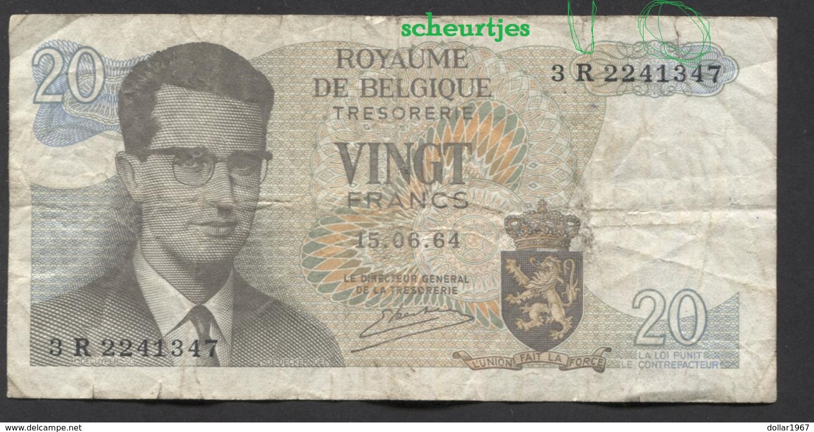 België Belgique Belgium 15 06 1964 -  20 Francs Atomium Baudouin. 3 R 2241347 - 20 Francs